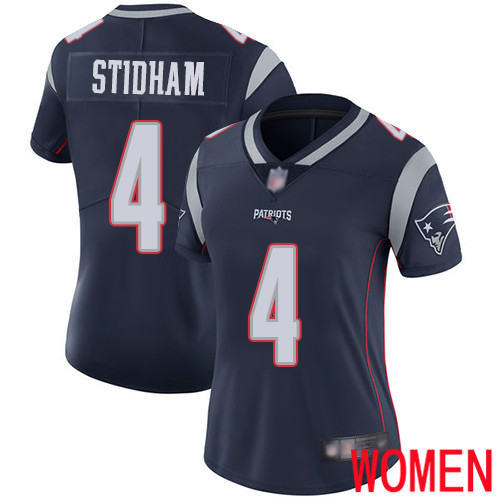 New England Patriots Limited Navy Blue Women #4 Jarrett Stidham Home NFL Jersey Vapor->women nfl jersey->Women Jersey